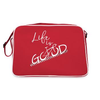 Fahrrad Fully lustig positiv Radsport Rennrad - Retro Tasche - Rot/Weiß - Hinten