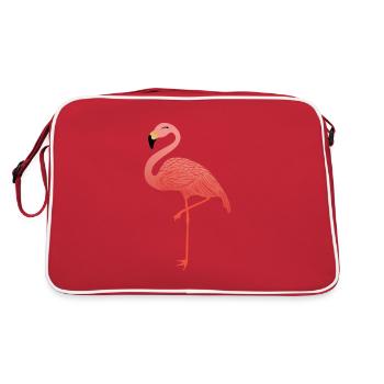 Flamingo Sommer rosa Vogel Geschenk für Frauen - Retro Tasche - Rot/Weiß - Hinten