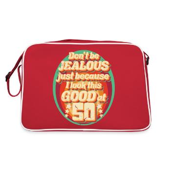 50. Geburtstagsgeschenk für Männer und Frauen im Alter von 50 Jahren - Retro Tasche - Rot/Weiß - Hinten