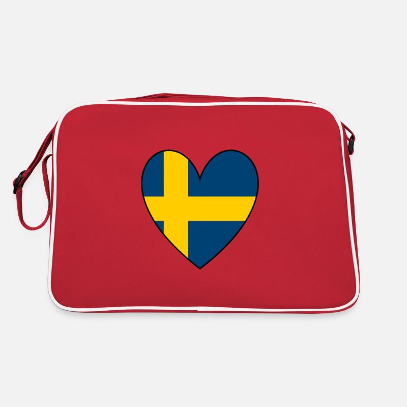 Schweden Herz - Retro Tasche - Rot/Weiß