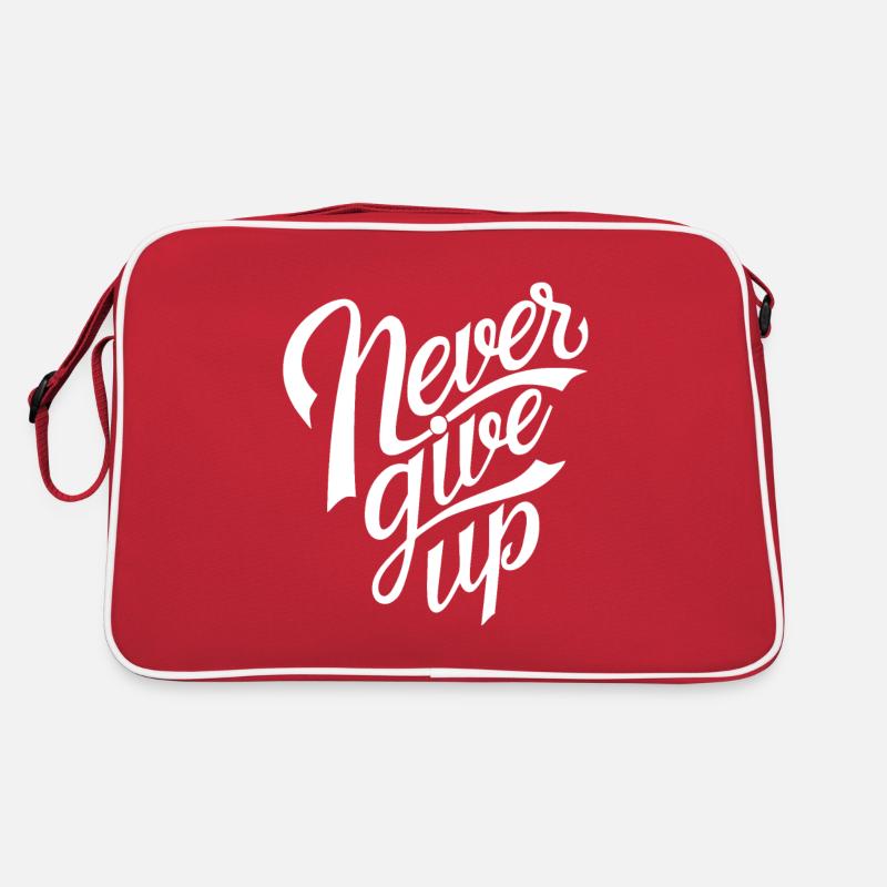 Never Give Up - Retro Tasche - Rot/Weiß