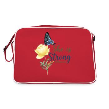 Christian Bible Verse Butterfly - Retro Tasche - Rot/Weiß - Hinten