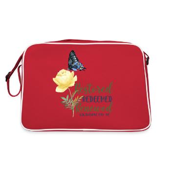 Christian Bible Verse Butterfly - Retro Tasche - Rot/Weiß - Hinten