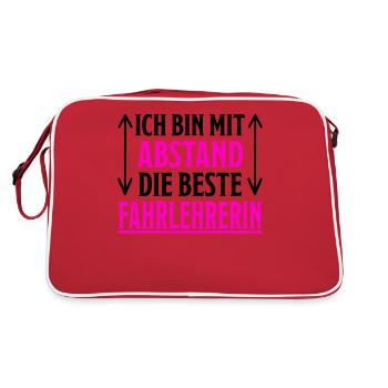 Fahrlehrerin Fahrschullehrerin Fun Spruch Geschenk - Retro Tasche - Rot/Weiß - Hinten