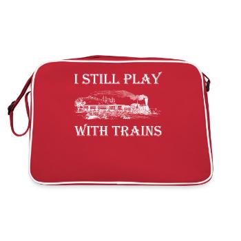 Trains - I still play with trains - Retro Bag - red/white - Back