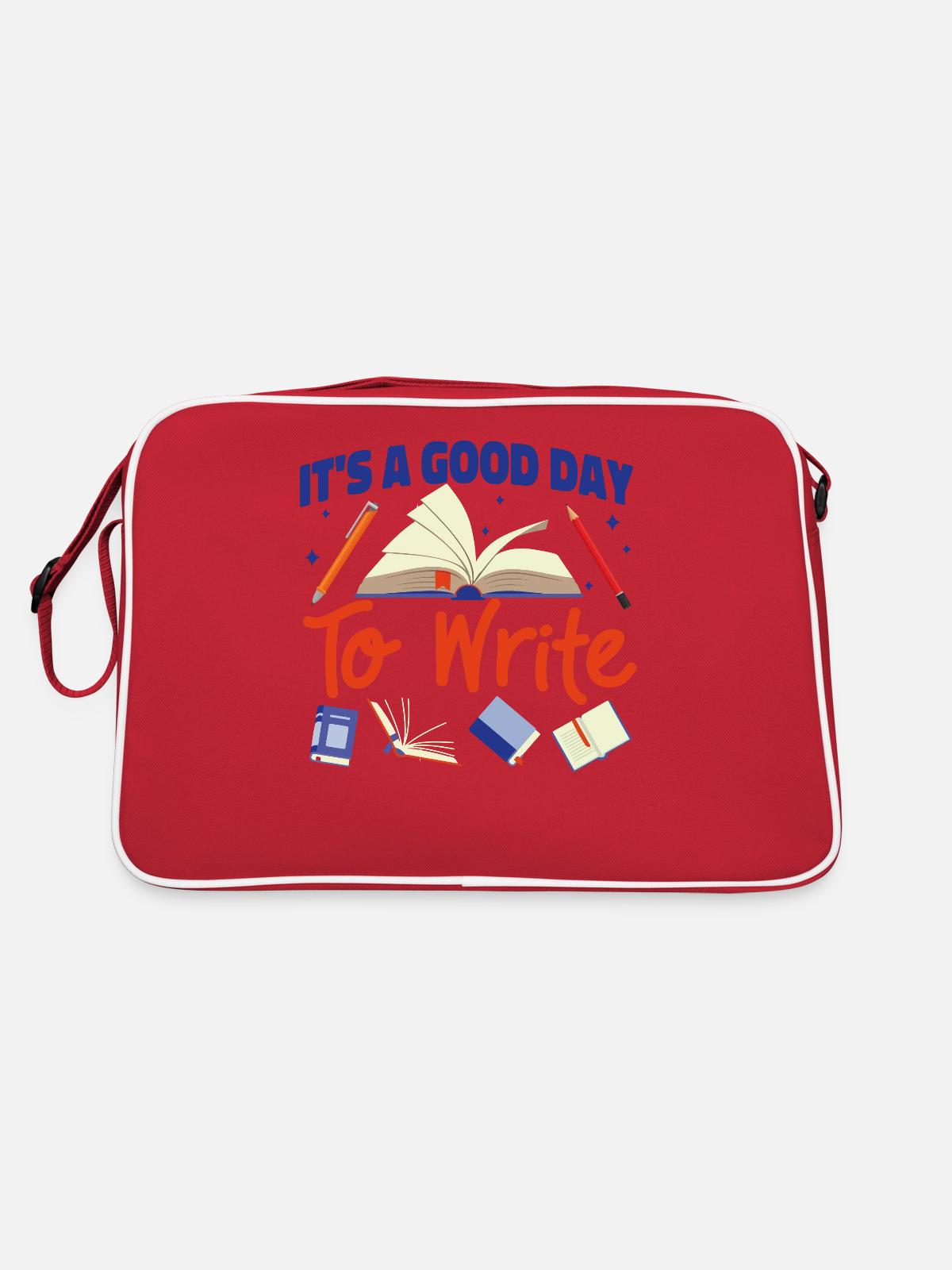 Writing Book Novel Writer & - Retro Bag - red/white - Back
