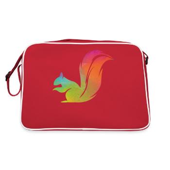 Squirrel Acorn Water Color - Retro Tasche - Rot/Weiß - Hinten