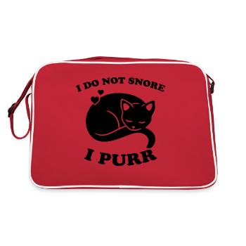 Schnurren Schnarchen Lustige Spruch Katze Geschenk - Retro Tasche - Rot/Weiß - Hinten