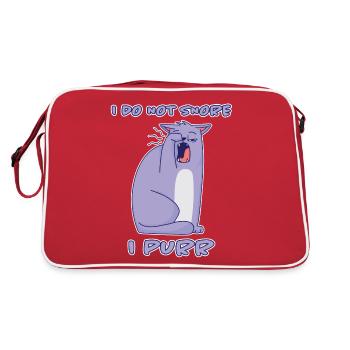 Schnurren Schnarchen Lustige Spruch Katze Geschenk - Retro Tasche - Rot/Weiß - Hinten