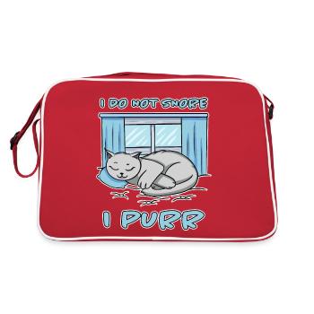 Schnurren Schnarchen Lustige Spruch Katze Geschenk - Retro Tasche - Rot/Weiß - Hinten