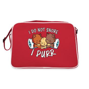 Schnurren Schnarchen Lustige Spruch Katze Geschenk - Retro Tasche - Rot/Weiß - Hinten