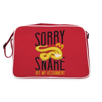 Snake Serpent Sorry My Snake Ate - Retro Tasche - Rot/Weiß - Hinten