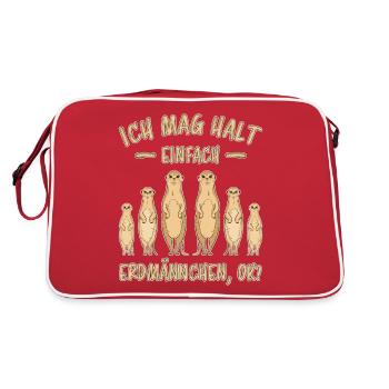 Erdmännchen Lustige Spruch Tier Mangusten Geschenk - Retro Tasche - Rot/Weiß - Hinten
