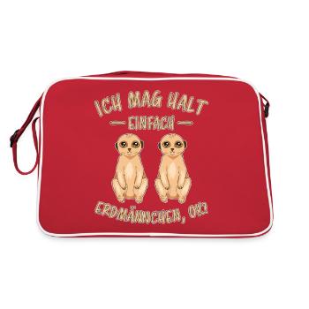 Erdmännchen Lustige Spruch Tier Mangusten Geschenk - Retro Tasche - Rot/Weiß - Hinten
