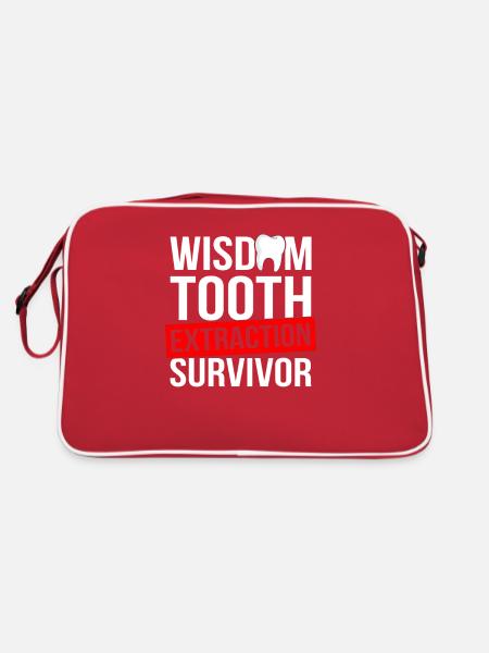 wisdom tooth extraction survivor, wisdom teeth - Retro Tasche - Rot/Weiß - Hinten