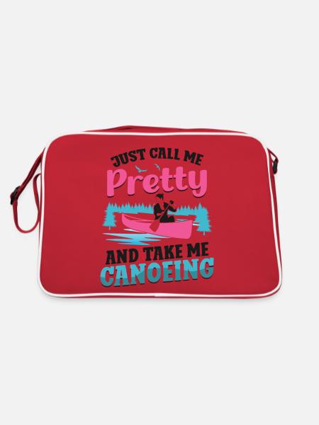 Canoe Canoeing Girl Just Call Me - Retro Bag - red/white - Back