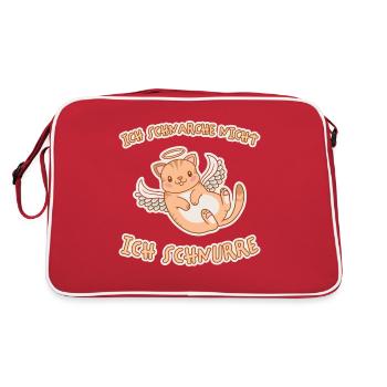 Schnurren Schnarchen Schlaf Spruch Katzen Geschenk - Retro Tasche - Rot/Weiß - Hinten