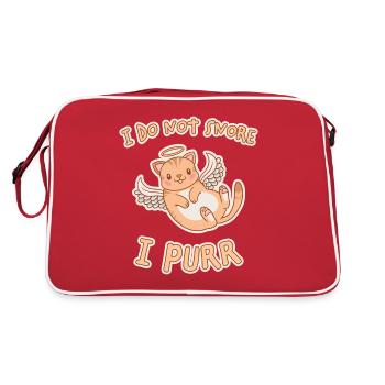 Schnurren Schnarchen Schlaf Spruch Katzen Geschenk - Retro Tasche - Rot/Weiß - Hinten
