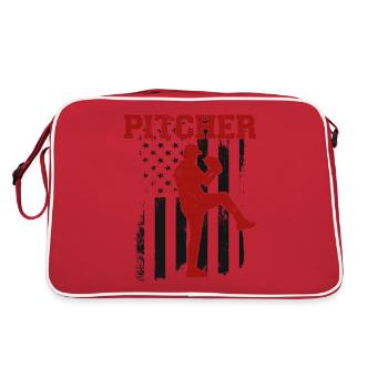 Baseball Fan Pitcher Vintage - Retro Bag - red/white - Back