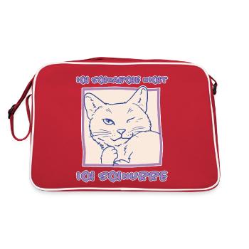 Schnurren Schnarchen Schlaf Spruch Katzen Geschenk - Retro Tasche - Rot/Weiß - Hinten