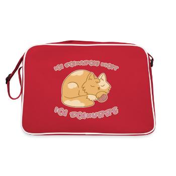 Schnurren Schnarchen Schlaf Spruch Katzen Geschenk - Retro Tasche - Rot/Weiß - Hinten