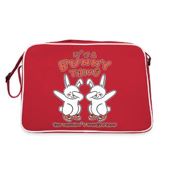 Rabbit Funny Saying Dabbing Rabbit Gift - Retro Bag - red/white - Back