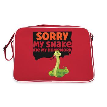 Snake Serpent Sorry My Snake Ate - Retro Tasche - Rot/Weiß - Hinten