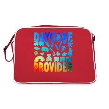 Childcare Daycare Provider Teacher - Retro Bag - red/white - Back