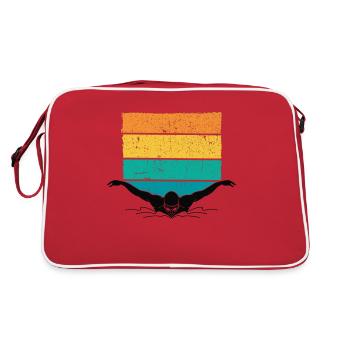 Schwimmen Trainer, Coaches Schwimmerin Schwimmer - Retro Tasche - Rot/Weiß - Hinten