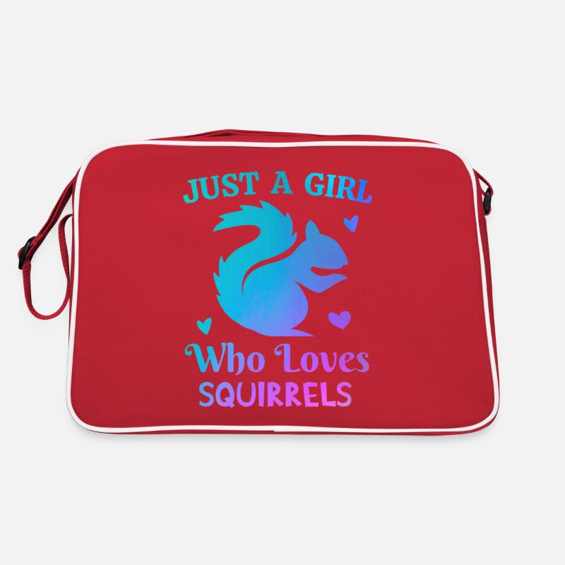 Nur ein Mädchen, das Eichhörnchen liebt rosa lila Retro Tasche