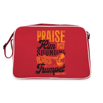 Trumpet Player Vintage Praise Him - Retro Bag - red/white - Back