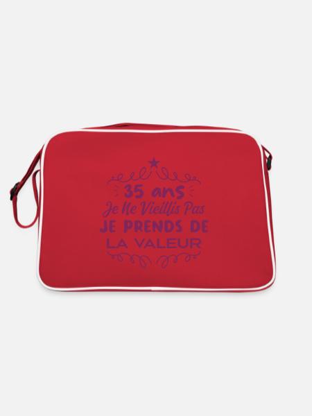 35 ans Je Ne Vieillis Pas Je Prends De La Valeur - Sac Retro - rouge/blanc