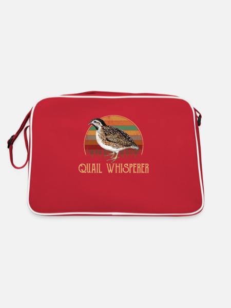 quail whisperer, quail - Retro Tasche - Rot/Weiß - Hinten