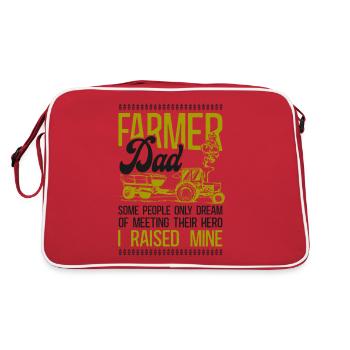Farming Farmer Dad Father Tractor - Retro Bag - red/white - Back