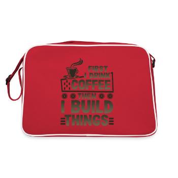 Builder Gifts First Drink Coffee then Build - Retro Bag - red/white - Back