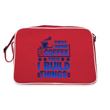 Builder Gift First Drink Coffee then Build Things - Retro Bag - red/white - Back