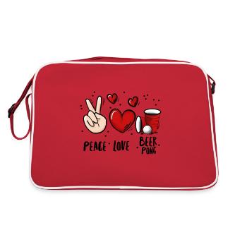 Bier Pong Trinkspiel - Retro Tasche - Rot/Weiß - Hinten