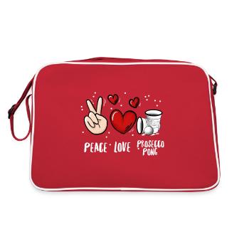 Prosecco Pong Trinkspiel Sekt - Retro Tasche - Rot/Weiß - Hinten