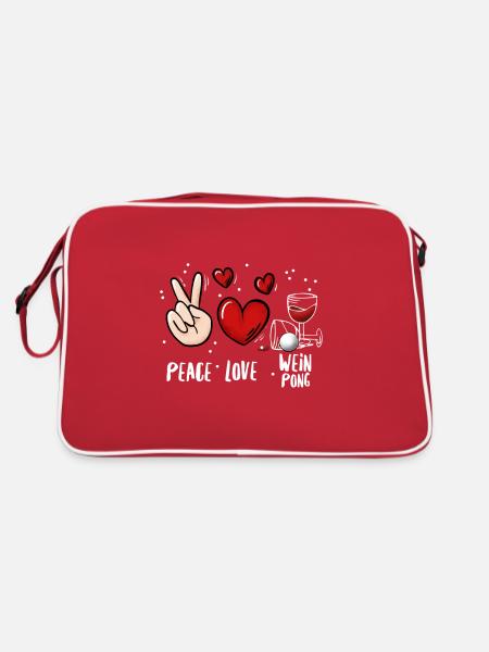 Wein Pong Trinkspiel - Retro Tasche - Rot/Weiß - Hinten