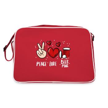 Bier Pong Trinkspiel - Retro Tasche - Rot/Weiß - Hinten