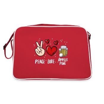 Apfelwein Äppler Hessen Bier Pong Trinkspiel - Retro Tasche - Rot/Weiß - Hinten