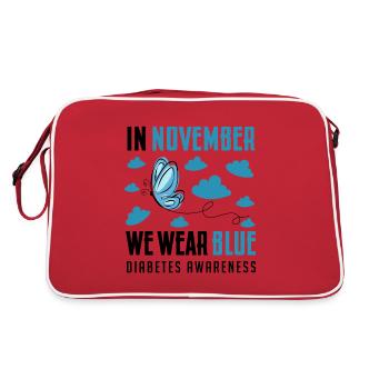 in November we wear blue, diabetes awareness - Retro Bag - red/white - Back
