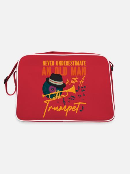 Trumpet Player Dad Father Retired - Retro Tasche - Rot/Weiß - Hinten