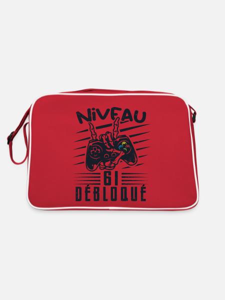 Niveau 61 Débloqué | cadeau de joueur - Sac Retro - rouge/blanc - Dos