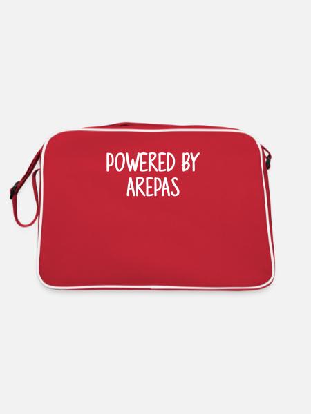 powered by arepas, colombia venezuela arepa - Retro Tasche - Rot/Weiß - Hinten