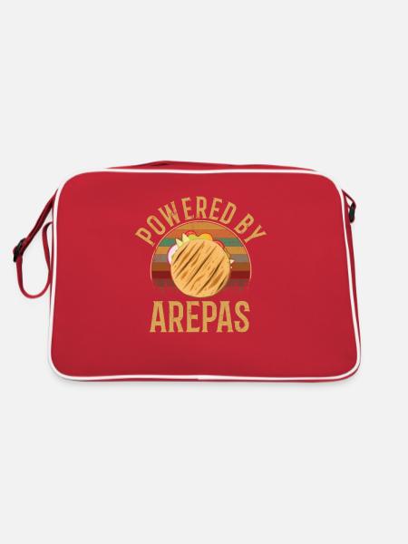 powered by arepas, colombia venezuela arepa - Retro Tasche - Rot/Weiß - Hinten