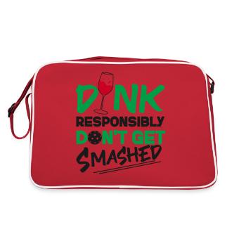Pickleball Pun Wine Dink - Retro Bag - red/white - Back