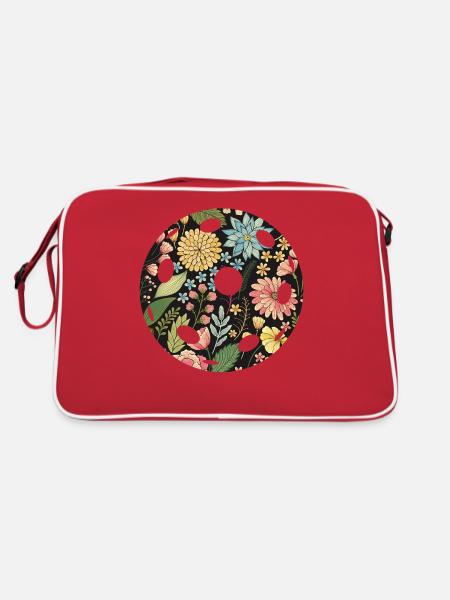 Pickleball Flower Floral - Retro Tasche - Rot/Weiß