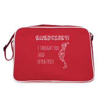 Exercise - I Thought You Said Extra Fries?! - Retro Tasche - Rot/Weiß - Hinten