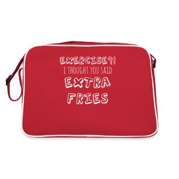 Exercise - I Thought You Said Extra Fries?! - Retro Tasche - Rot/Weiß - Hinten